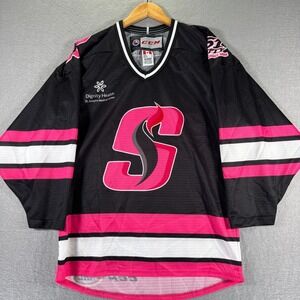 Stockton Heat Hockey Jersey Adult Small Black Pink CCM Authentic Sportwear NHL‎